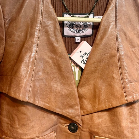 Juicy Couture Soft Brown Leather Jacket, Size: Petite - Picture 6 of 15
